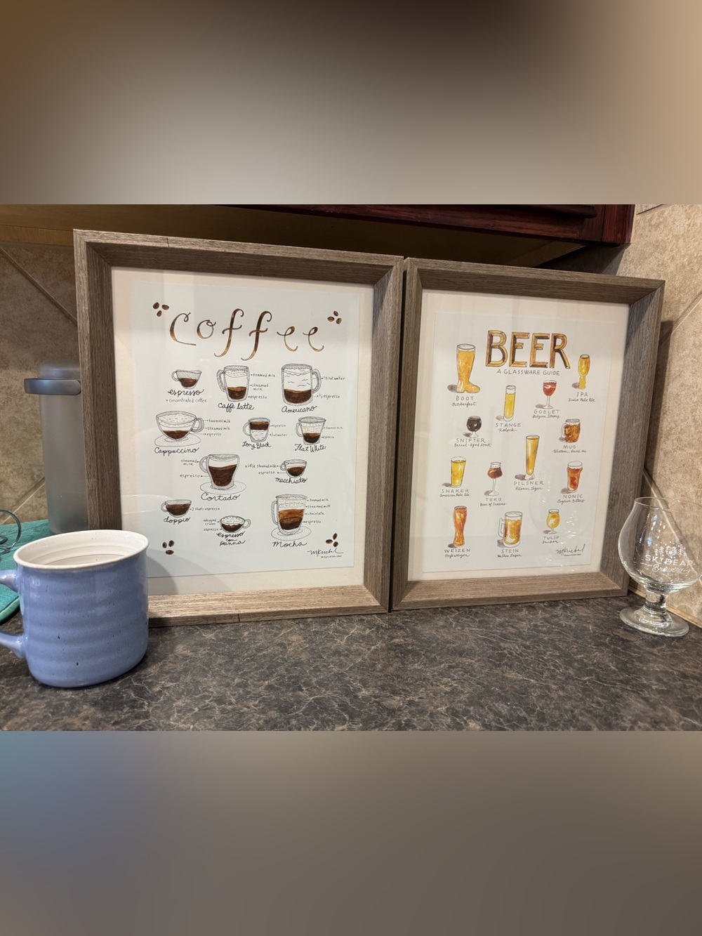 Coffee & Beer Framed Art Prints - Neutral Wood Frames
